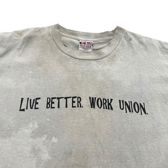 Live Better Work Union Labor Movement Y2K Vintage Art T-shirt - Picture 4 of 5